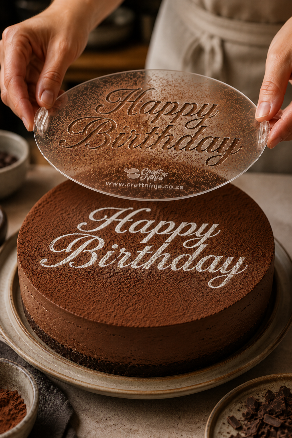 Happy Birthday Cake Stencil | Reusable Cocoa/Powder Dusting Stencil