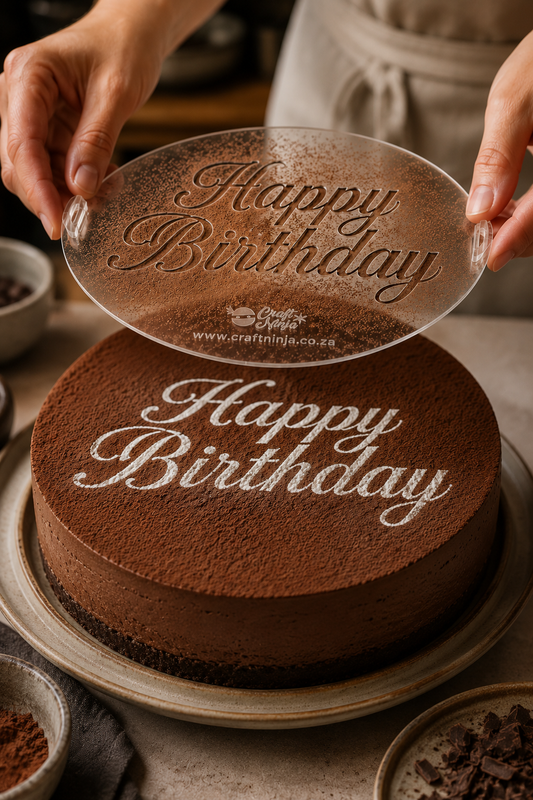 Happy Birthday Cake Stencil | Reusable Cocoa/Powder Dusting Stencil