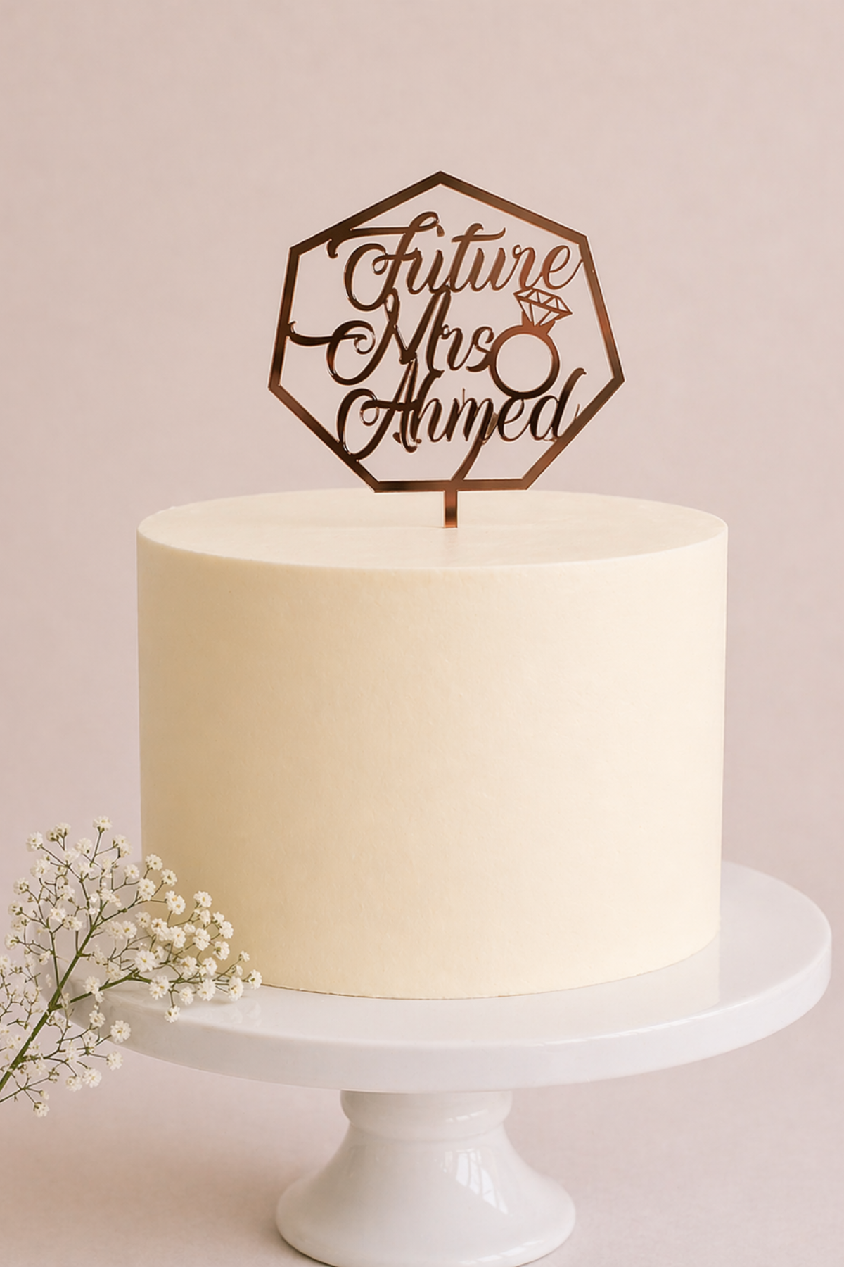 Custom Acrylic Name Engagement Future Mrs Cake Topper