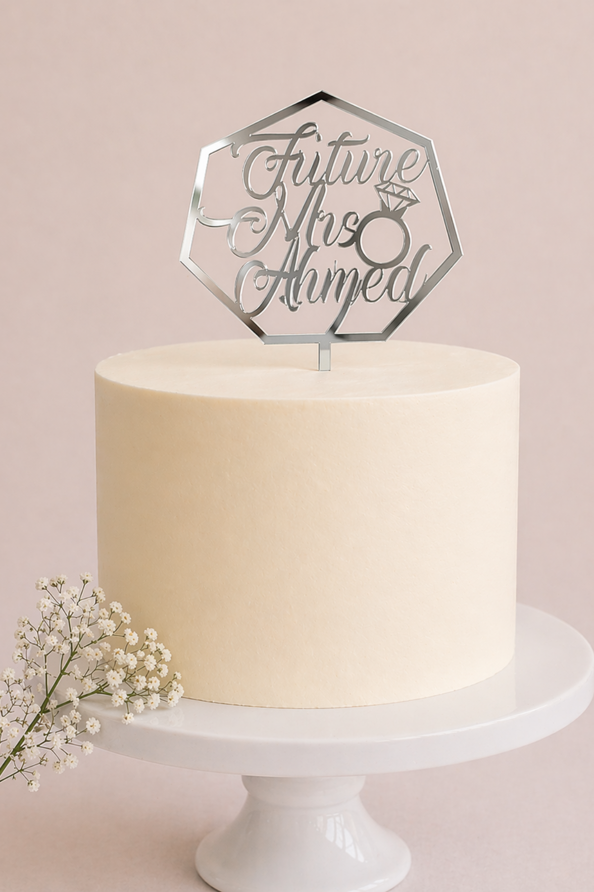 Custom Acrylic Name Engagement Future Mrs Cake Topper