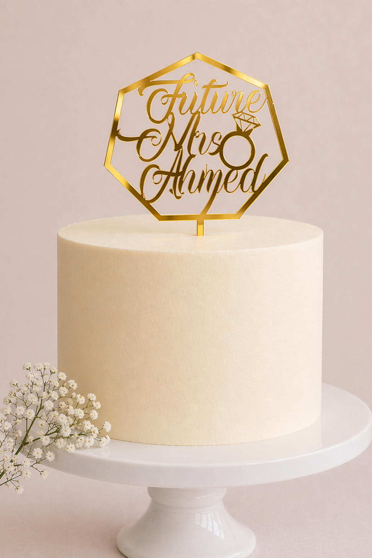 Custom Acrylic Name Engagement Future Mrs Cake Topper