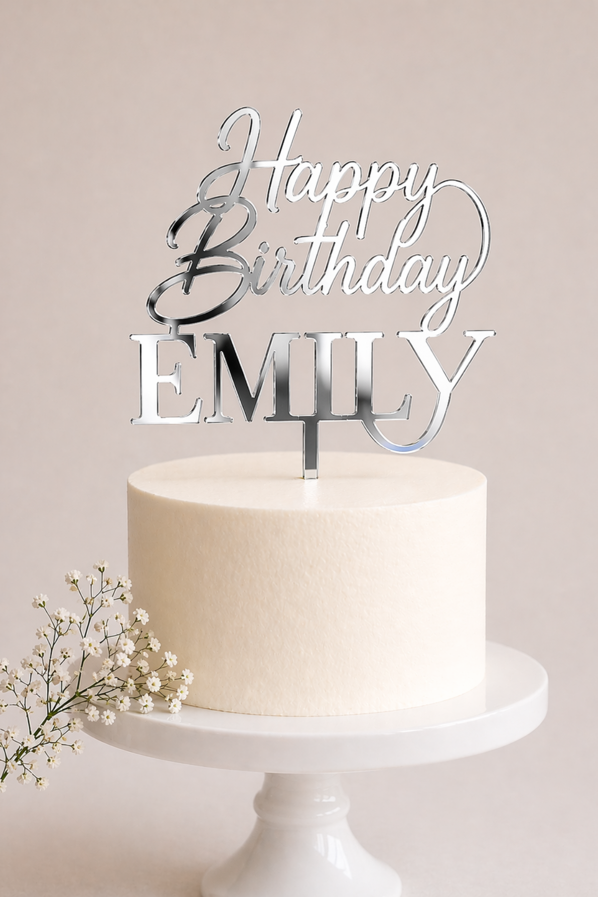 Custom Acrylic Happy Birthday Name Cake Topper