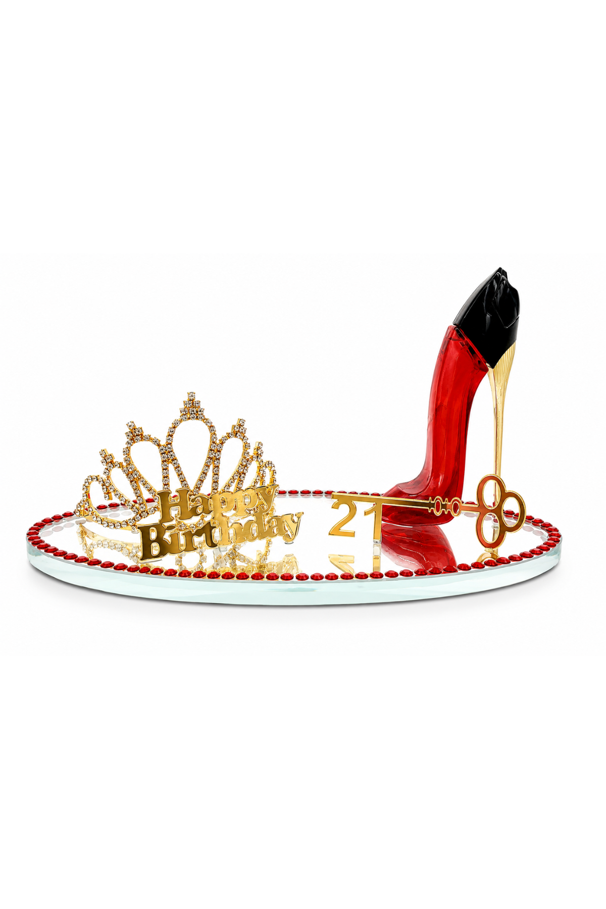 Customised Birthday Milestone Key - Tiara and High Heel Shoe