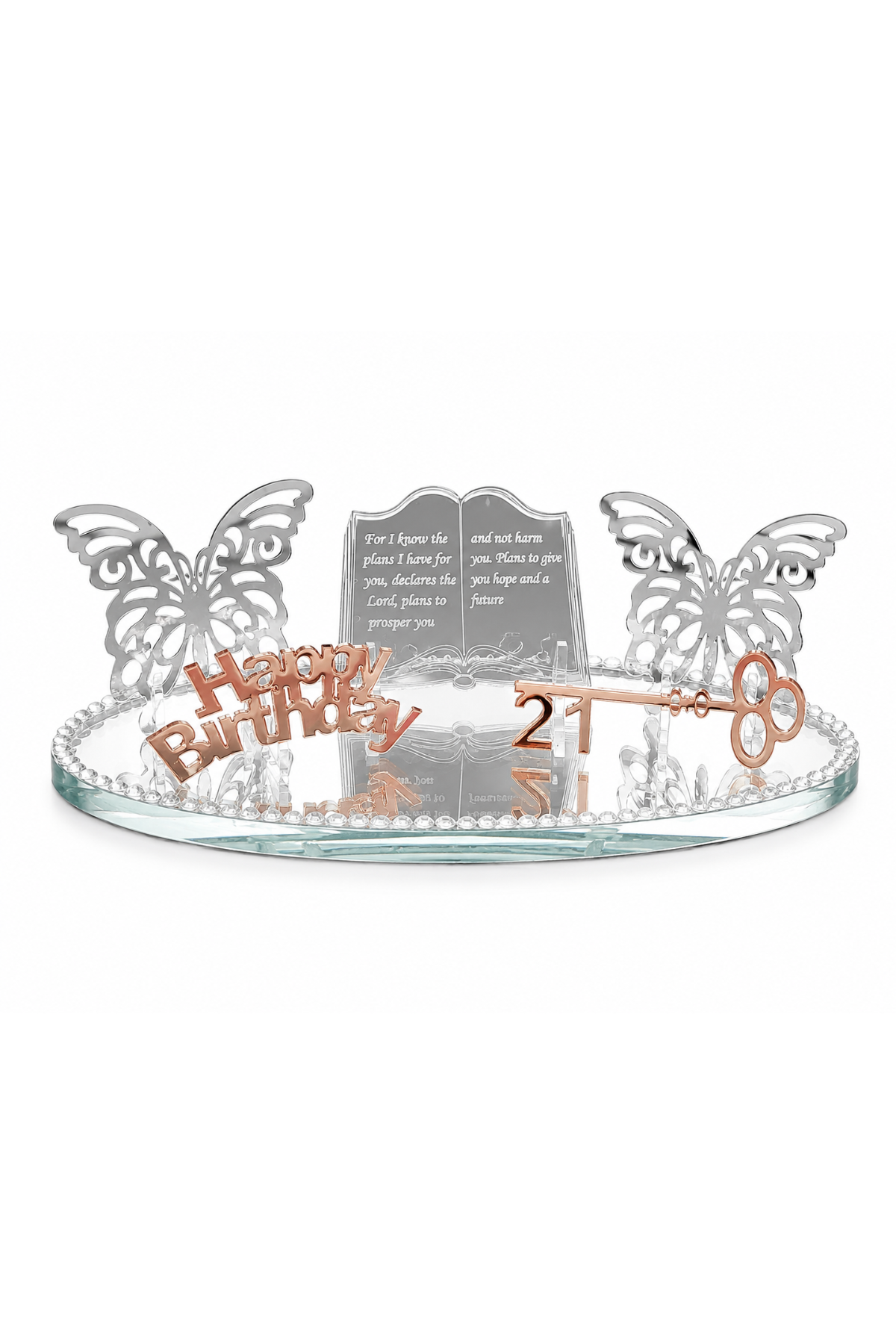 21st Birthday Butterfly & Scripture Milestone Key Display Set