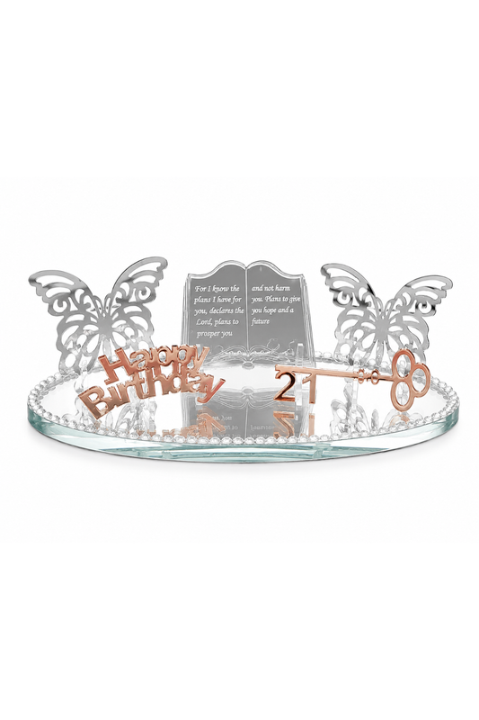 21st Birthday Butterfly & Scripture Milestone Key Display Set