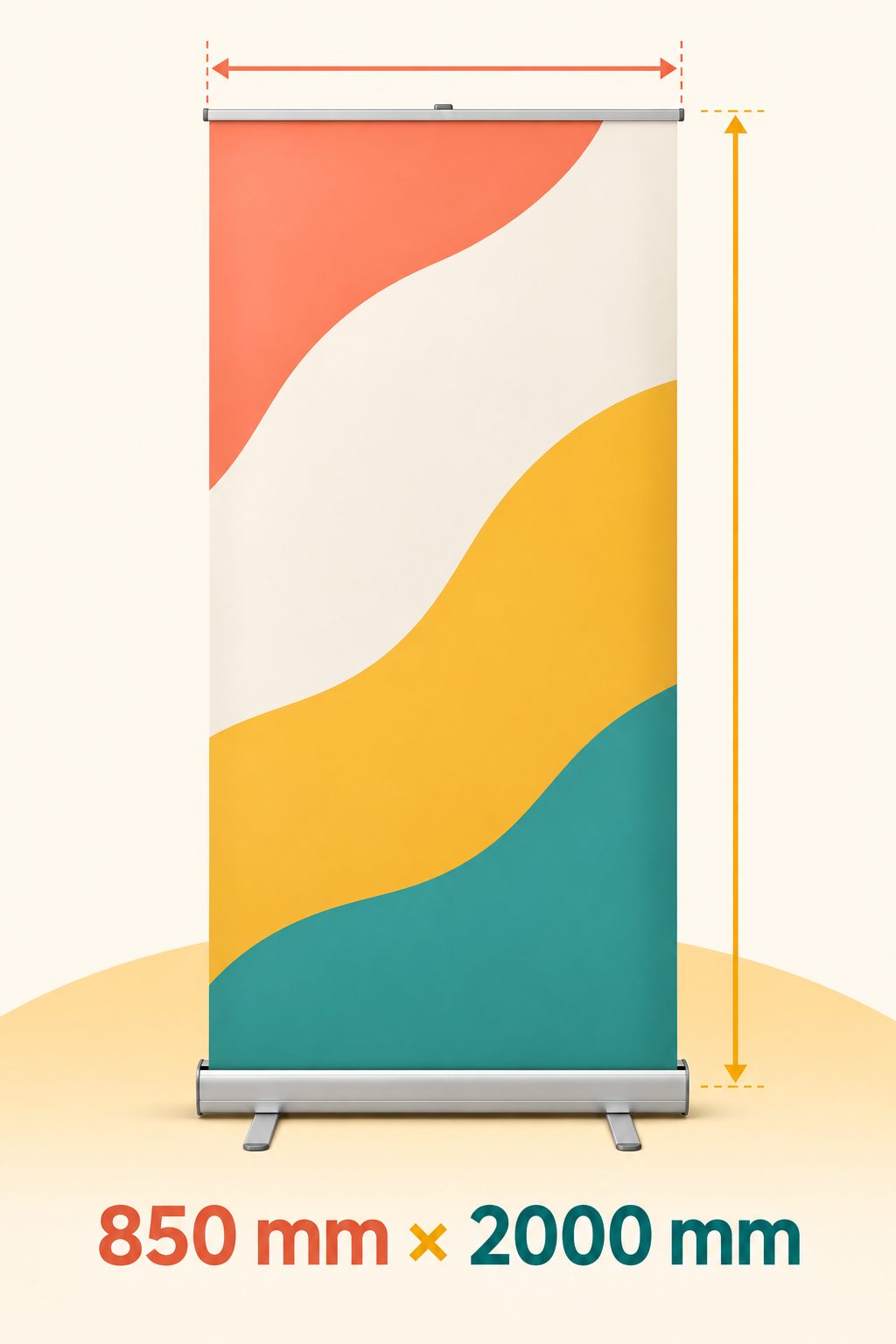 Pull-up banner size guide, 850 x 2000 mm